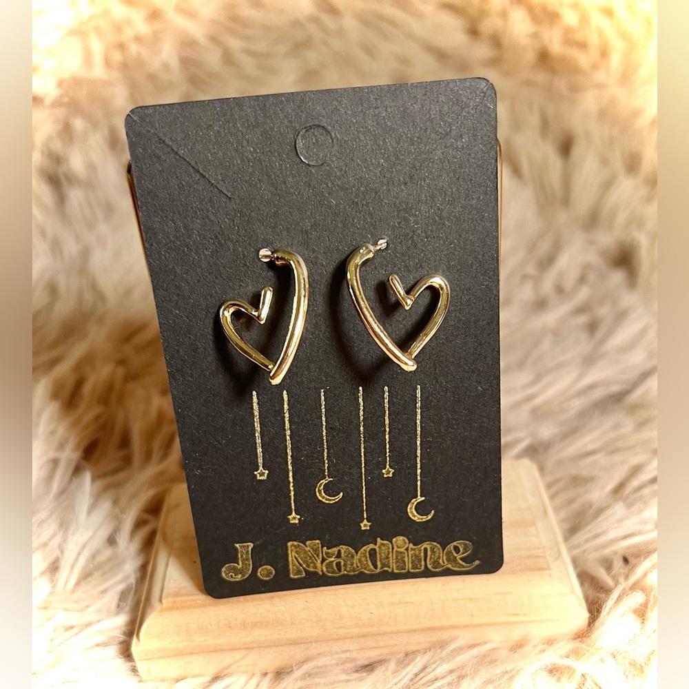 2 for $12 Gold Heart Hoop Earrings